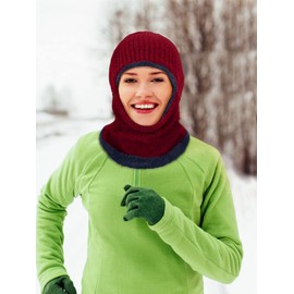 Balaclava Knitted Warmer Windproof Hat Covering Face for Men Women Fleece Outdoor Sports (Red, Medium)