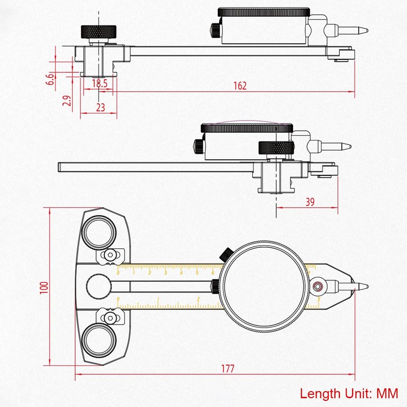 TOOLCOOL Table Saw Alignment Gauge Calibrator Dial Indicator Thin Rip