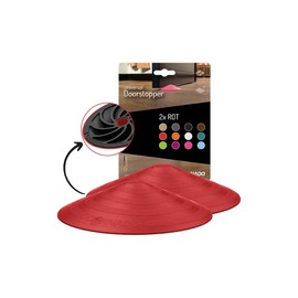 Doornado Strong Rubber Door Stopper - Door Holder No Drilling - For All Types of Doors and Floors - 118 x 25 mm - Design Price - Red