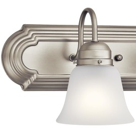 Kichler 30" 4-Light Vanity Bath Light in Brushed Nickel, Modern Bathroom Light with Clear Satin Etched Glass, (30" W x 8" H), 5338NIS