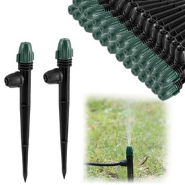 FOGWOWO 30Pcs Irrigation Misters Emitters for 1/4" Drip Tubing,Adjustable 360 Degree Automatic Atomizing Nozzles on 6.3" Arrow Stake Micro Spray Irrigation Kits for Patio Misting Plant Watering System