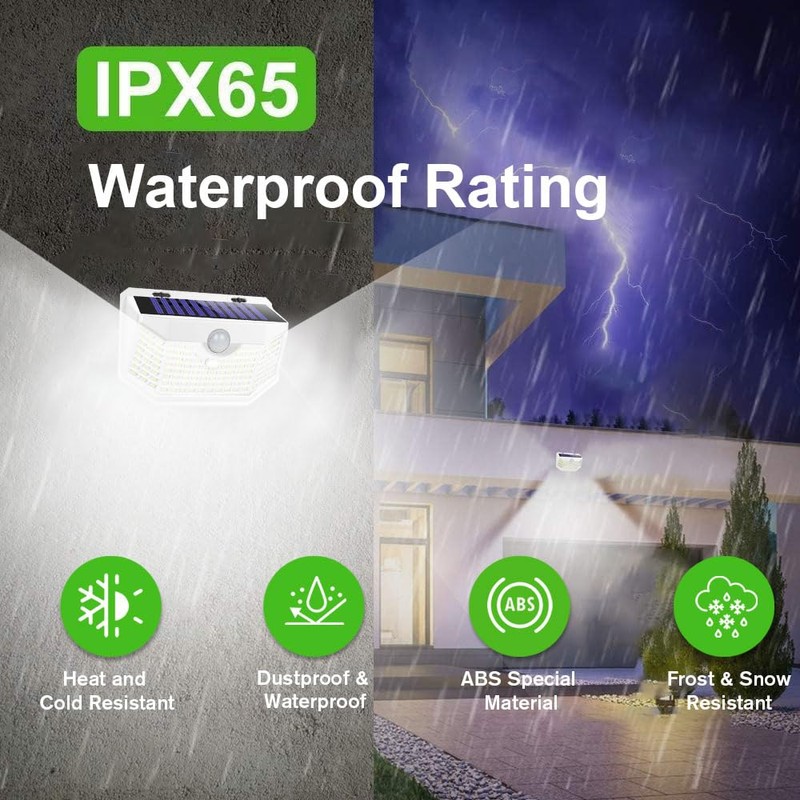 HMCITY 120 LED Outdoor Solar Lights with Motion Sensor and