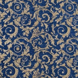 Unbranded Navy leaf Damask Chenille 54" Wide upholstery furniture Fabric drapery