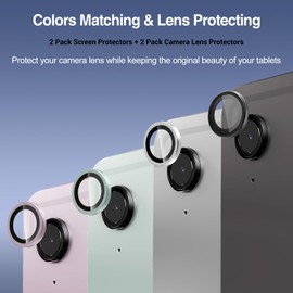 ProCase 2 Pack Screen Protector for Galaxy Tab S9 FE 5G WiFi 10.9" 2023 / Tab S9 11 inch + 2 Pack Camera Lens Protector Matching Galaxy Tab Colors, Tempered Glass Film Compatible with S Pen -Lavender