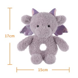 Apricot Lamb Dragon Soft Baby Rattle for Boys and Girls, Plush Stuffed Animal Rattle Toy Lovey for The Newborn, 0-3 Months, 0-6 Months and Above, 4.7 Inches Purple