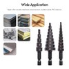 3PCS HSS Cobalt Stepped Drill Bit Set Practical Black Nitride