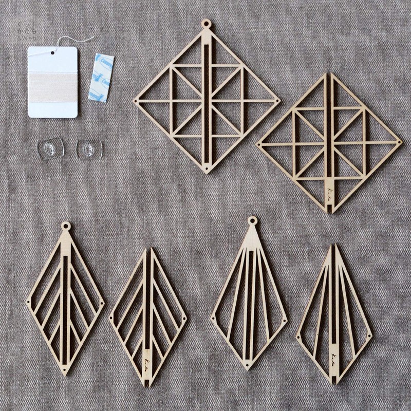 Kito Scandinavian Mobile Himmeli Wooden Ornament with Mounting Hook, Square,