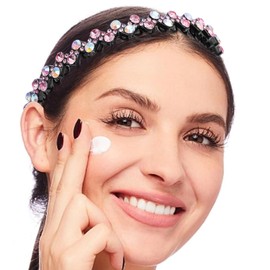 Cutewing Rhinestone Headbands with Teeth Non Slip Tooth Comb Headband Sparkly Crystal Plastic Hairband High Elastic Hair Hoop Hair Accessories for Women Girls with 4PCS