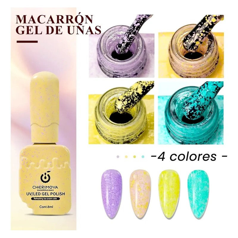 Kit Geles Semipermanente Helado De Macaron 4pzs Cherimoya