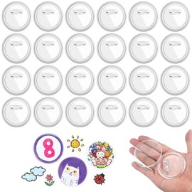 VIVIIHOO Pack of 30 DIY Transparent Buttons 58 mm without Button Machine, Acrylic Lapel Buttons with Safety Pin, Craft Set for Photo, Clothing, School