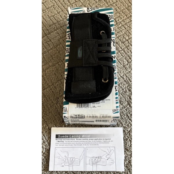Hely Weber Black Suede Lacing Wrist Brace Short New 434B-RT-S