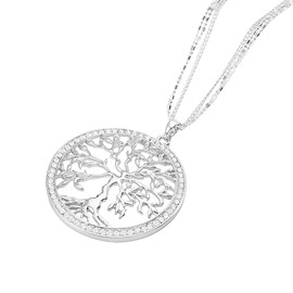 Taffstyle Women's Long Necklace Tree of Life with Crystal, Crystal Metal, Crystal