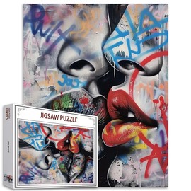 Tucocoo 1000 Stück Street Art Graffiti Romantischer Kuss Puzzle für Erwachsene Lippen Puzzle für herausfordernde Familie Aktivität Spiele, Bunte Puzzles für dekorative Geschenke
