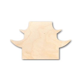 Unfinished Wood Japanese House Shape Eastern Architecture Craft up to 46" DIY 3" / 1/2"