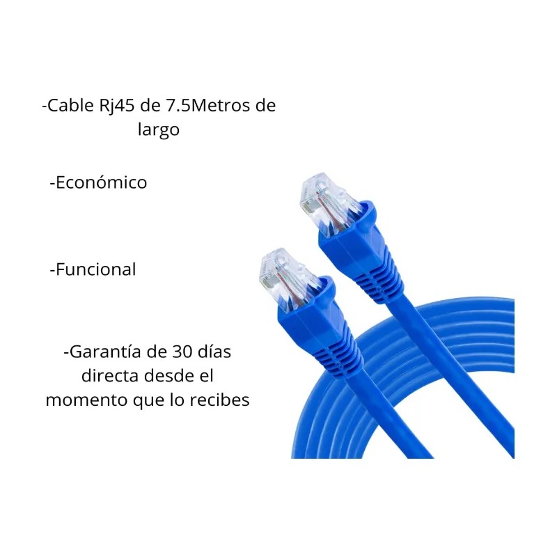 Cable Ethernet Cat5e 7.5m Azul Flexible - Tecnologiaparra