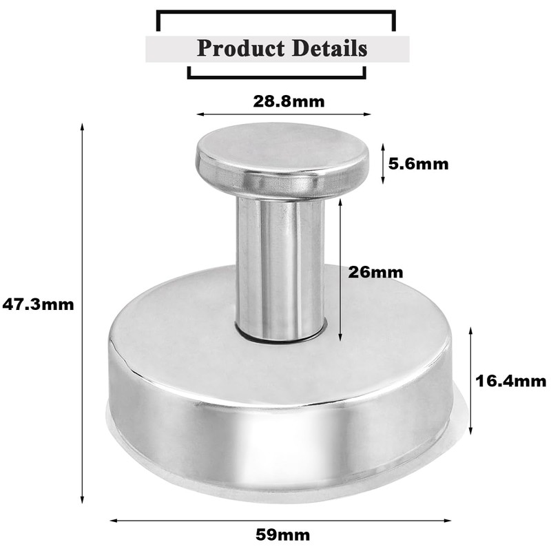 Eyech 4Pcs Suction Cup Hooks for Inside Shower, Stainless Steel