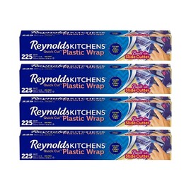Reynolds Kitchens Quick Cut Plastic Wrap, 225 Sq Ft (Pack of 4)