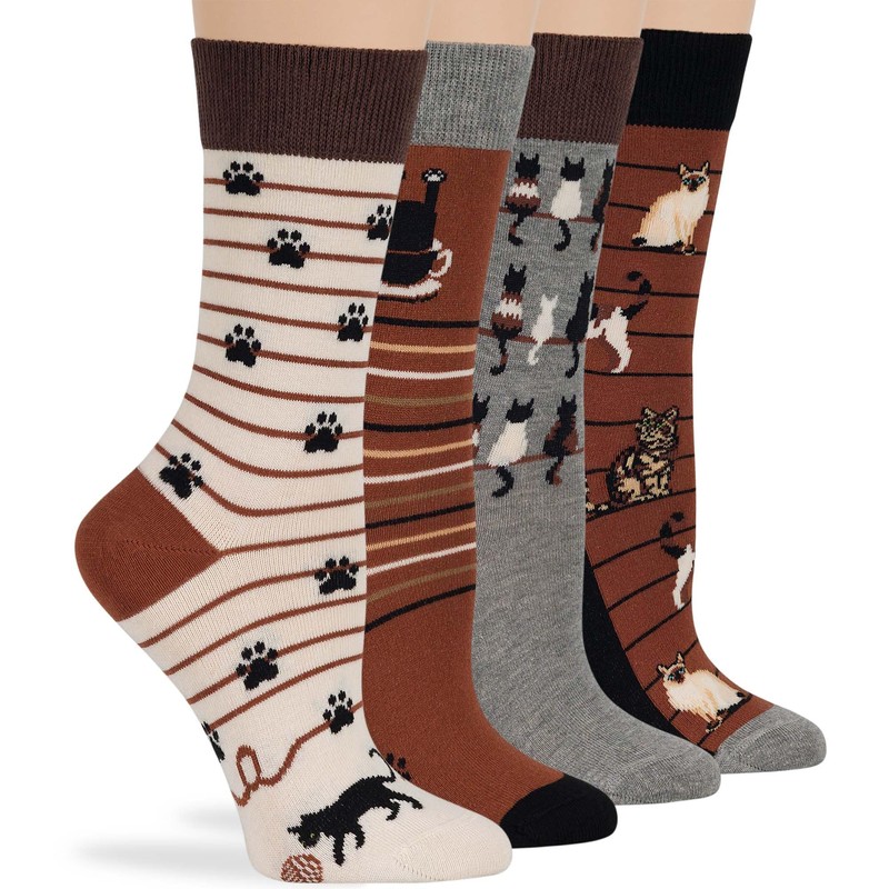 7BIGSTARS KINGDOM Women's Cotton Fun Crew Socks - 4 Pack