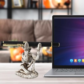 NUOLUX Pen Holder, 1 Pen Holder, Halloween, Decoration, Skull, Skeleton Skull, Stylish, Interior Decoration, Figurine, Pen Stand, Pen Holder