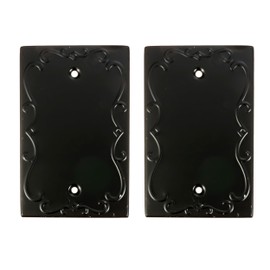SleekLighting | Wall plates Decorative Regal Scrollwork Black | Electric Outlet and Switch Covers| Style: 1 Gang Blank (2 Pack)