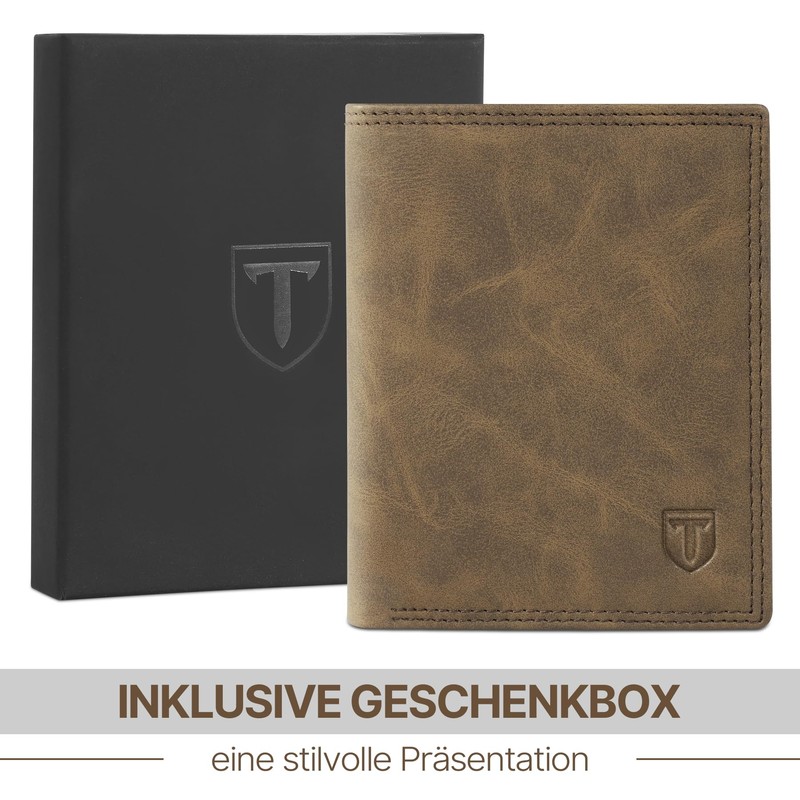 TENBST Men's Wallet with RFID Protection, Wallet with Coin Compartment,