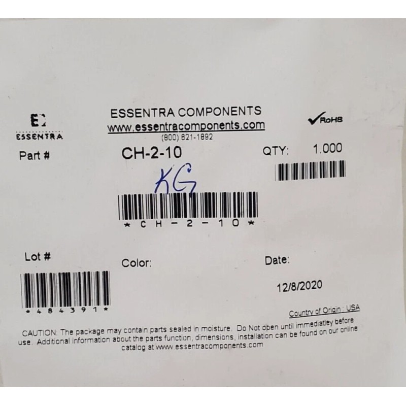 White ESSENTRA COMPONENTS CH-2-10 DUAL LOCKING LOT OF 1000