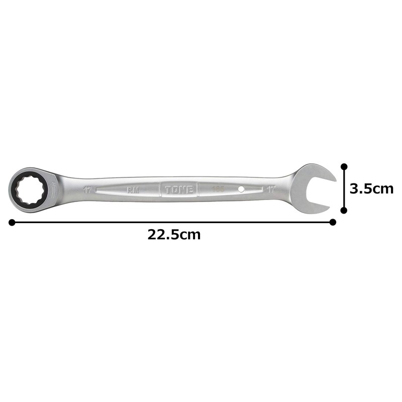 TONE Ratchet Offset Wrench RM-17, Double Side Width 0.67 inches