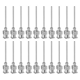 HARFINGTON 20pcs 17Gauge Stainless Steel Dispensing Needles, 1" All Metal Glue Needle Tube Blunt Tips Luer Lock for Thick Liquids, Ink, Glue, Lab Use