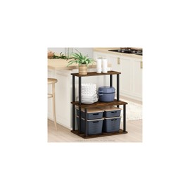 HomeStock Eclectic Exclusivity 3-Tier Toolless Kitchen Storage Shelf 23.4W x 29.1H x 15.6D Inches Durable Open Shelf Design French Oak Gray