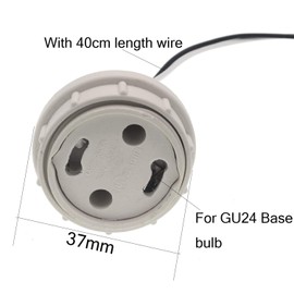 Gu24 Base Socket with Bracket,TWDRTDD Bi-Pin (GU24) Base Twist and Lock Base Lamp Holder with 14 Inch Wire (With Ring,Pack of 3)