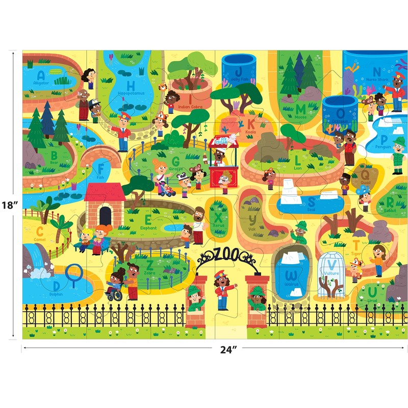 RoseArt Kids Floor Puzzle Playset - Alphabet Zoo Adventure -