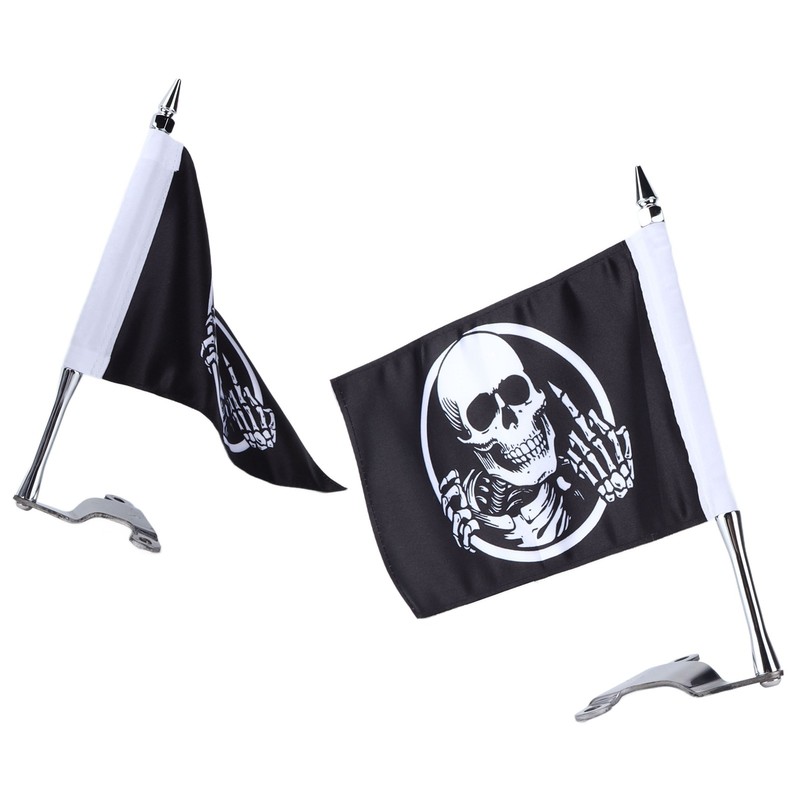Trunk Lid Flagpole Mount Kit with Skull Flag L R