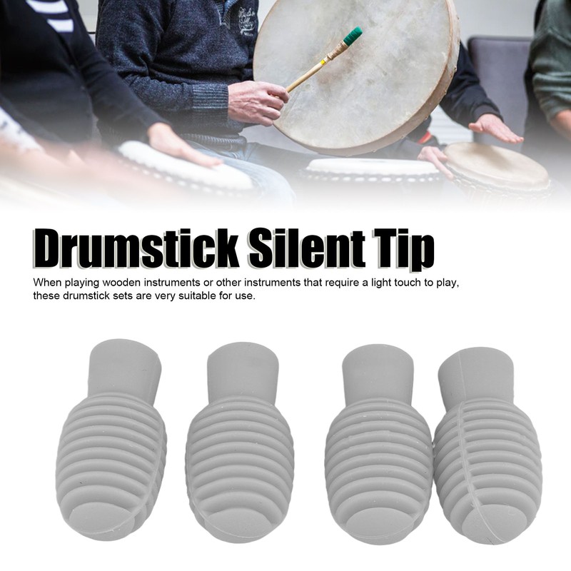 4Pcs Drumstick Silent Tip Silicone Drum Stick Dampener Mallet Mute
