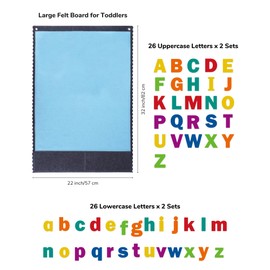 CHEFAN Felt Board - Large Flannel Board for Wall, 104 Felt Letters, 32'' X 22'' Interactive Storytelling & Play Learning for Home & Classroom Use(2 Sets of Uppercase&Lowercase Letters)