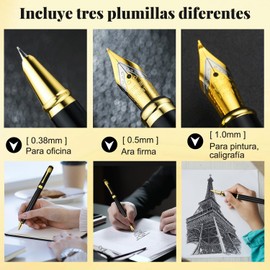 AWCBBT Juego de 46 plumas estilográficas,con 40 Cartuchos de Tinta,Incluye 3 Puntas de Acero de Diferentes Espesores,para Amigos,Navidad,Cumpleaños,Graduación Plumas Estilográfica para Regalo