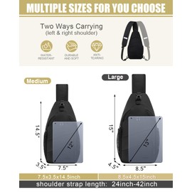 Pritent Crossbody Bags for Women Men Trendy Sling Bag Bakpack Casual Chest Bag with Convertible Shoulder Strap Travel Cross Body Bag for Hiking Traveling Outdoors(Black)