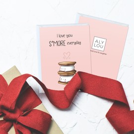 ALY LOU Anniversary Card, Funny Birthday Card, for Her Him/Girlfriend Wife/Husband Boyfriend/Dad Mom, Friendship Thank You Kawaii Greeting Card (Love You S'more)