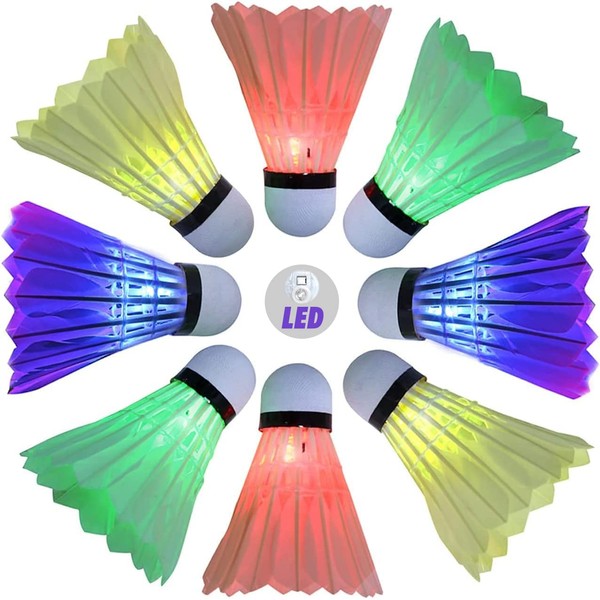 LED Badminton Birdies, Arespark Pack-8 Badminton Shuttlecocks LED, Dark Night