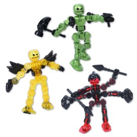 Zing Klikbot Galaxy Pack, Set of 3 Poseable Action Figures with Weapons, Includes 1 Hero, 1 Villain and 1 Guardian, Stop Motion Animation Figure, Great for Kids Ages 6 and Up