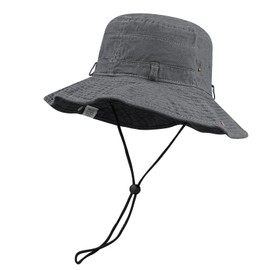 Clape Summer Sun Hats Cotton Safari Boonie Hat Windproof Outdoor Hat Wide Brim Fishing Hat UV Protection Trekking Hat with Chin Strap