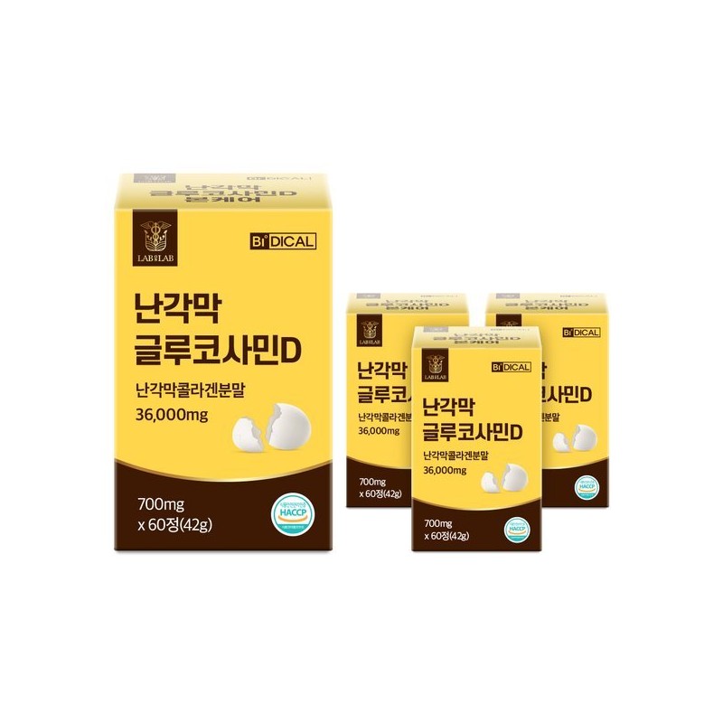 Lap on Lap 2개월분 랩온랩 난각막 글루코사민D 60정 2-Month Supply
