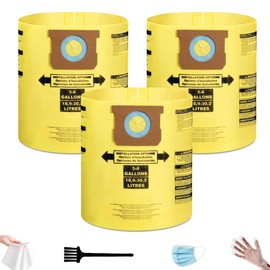 5-8 Gallon Vacuum Bags-Compatible with Shop Vac Type E 90661, 9066100 & Type H 90671, 9067100 | High-Efficiency Dust Collection Filter Bags for 5-8 Gallon Vacuums, 3 Pack with a brush