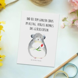 Mr. & Mrs. Panda Postcard Chinchilla Flower Gift Postcards Animal Motifs Sad Invitation Birthday Chinchillas, Animals
