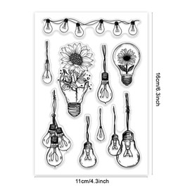 PH PandaHall Light Bulb Clear Stamps for Card Making, Flower Rubber Stamps Lamp Bulb Transparent Paper Craft Stamp Seals for DIY Scrapbooking Journal and Paper Photo Card Album Crafting