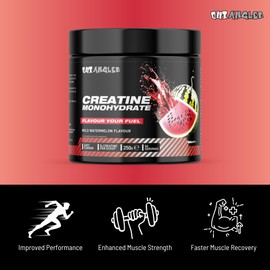 Out Angled Creatine Monohydrate Powder, Wild Watermelon, 50 Servings, Micronised for Easy Mixing, Muscle Growth, Recovery and Strength Performance