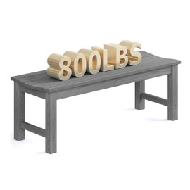 LAHAAP Outdoor Bench, 2-Person Patio Backless Bench Holds up to 800lbs, Weatherproof Garden Bench That Never Rot and Fade, Suit for Backyard, Porch, Patio, Deck and Entryway (Grey)