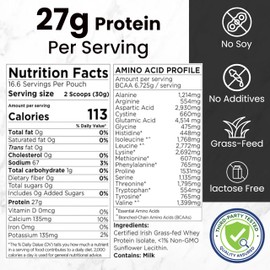 Premium Whey Protein Isolate Powder 500g Unflavored Irish Grass-Fed, 27g Protein per Serving for Muscle Growth & Recovery Non-Bloating, Gluten & Lactose Free, Clean Ingredients | Centenarius Nutrition