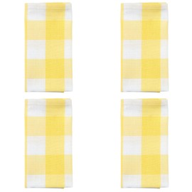 Park Designs Buffalo Check Yellow Napkin Set of 4, Plaid Yellow and White Table Napkins, Machine Washable 100% Cotton Cloth Napkins for Spring Farmhouse Table Decorating and Summer Country Dinner