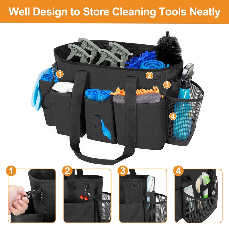 LoDrid Tote Cleaning Caddy with Dividers for Cleaning Supplies, Cleaning