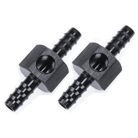 AC PERFORMANCE 5/16" Barb to 5/16" Barb with 1/8" NPT Sensor Gauge/Gage Port Hose Tube Adaptors Fitting Pressure Take Off Aluminum Black, Pack of 2